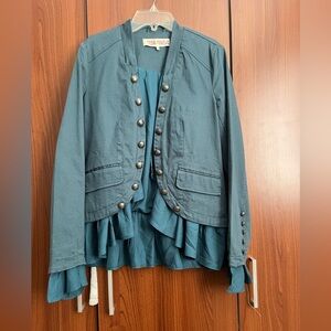 NEW Free People Turquoise Frill Jacket